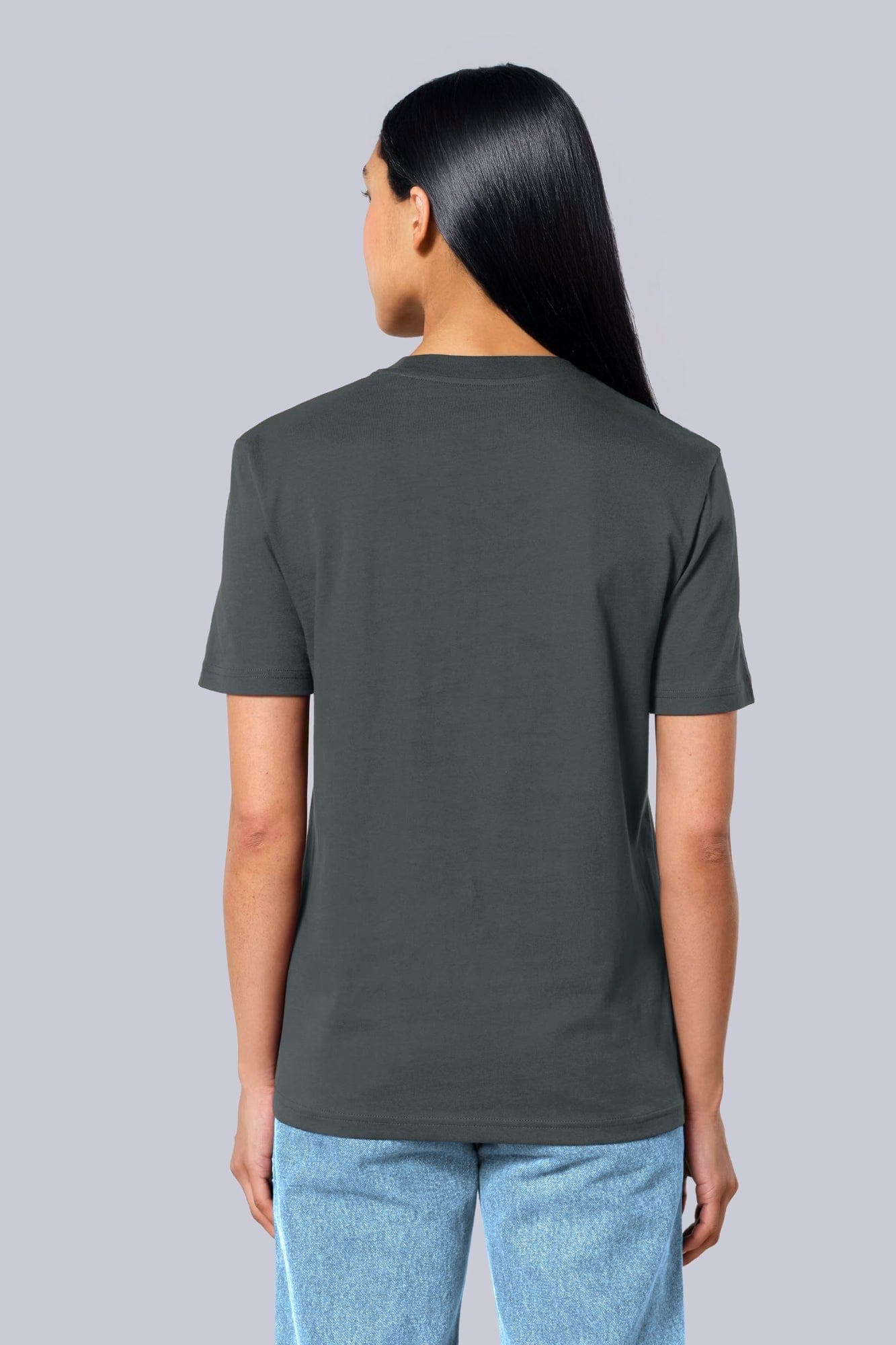 T-shirt classica in cotone organico Antracite e grigio scuro Back di Farway Milano