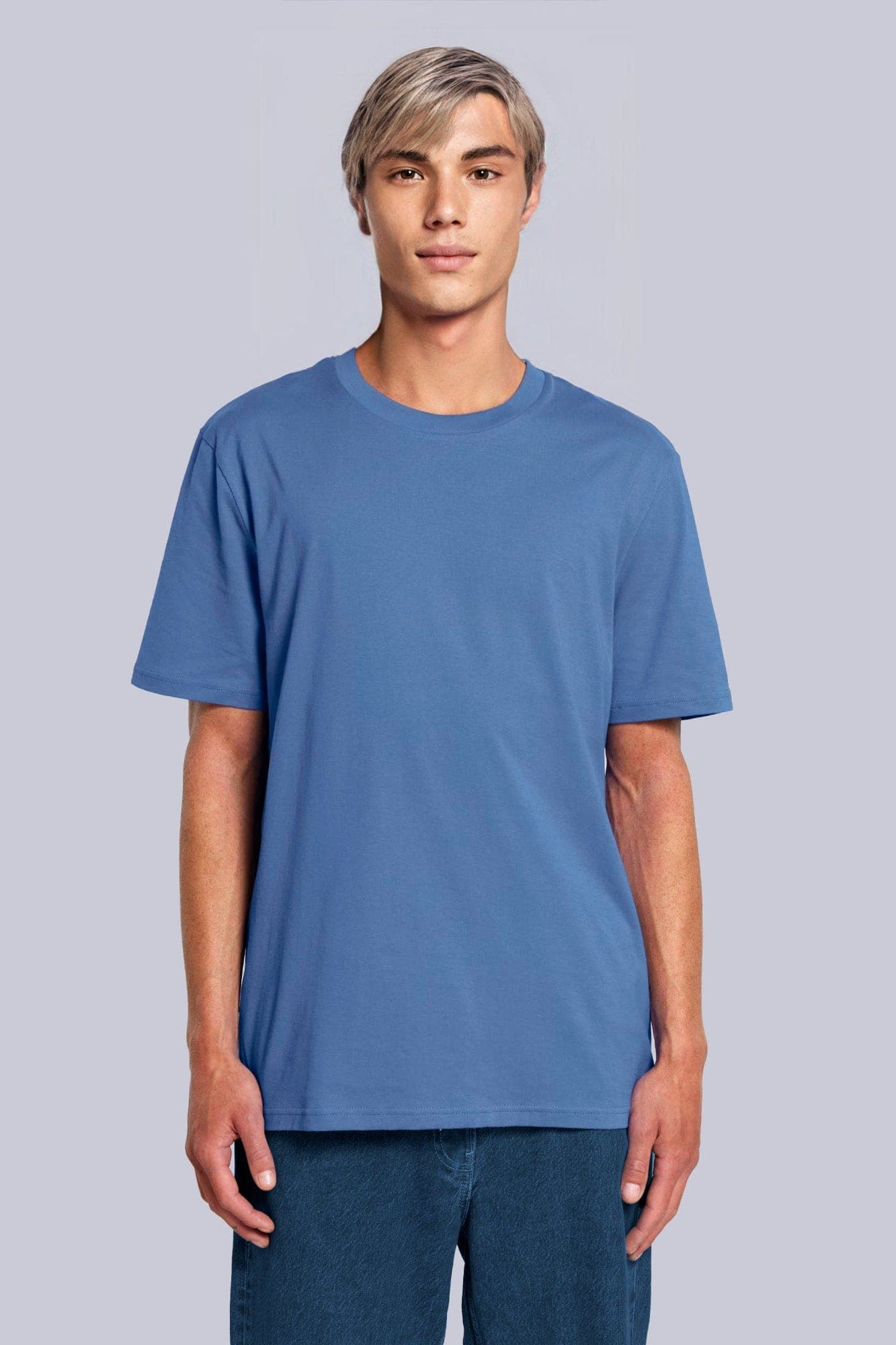 T-shirt Adulto Classica in Cotone Organico Blu e azzurro intenso Front di Farway Milano