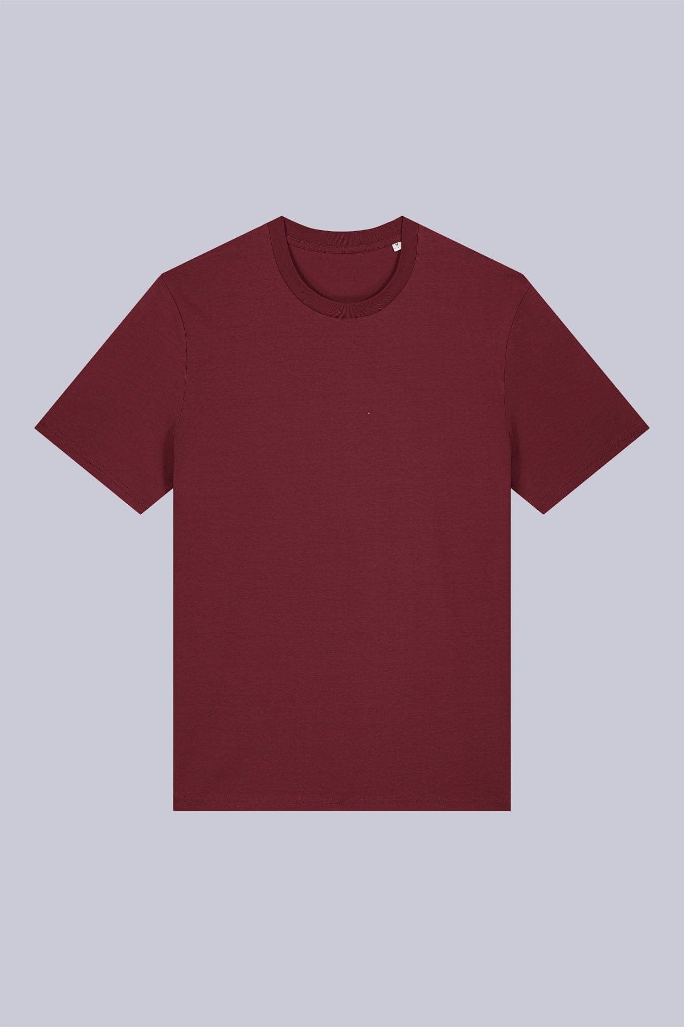 T-shirt classica in cotone organico Bordeaux e mattone still life front di Farway Milano