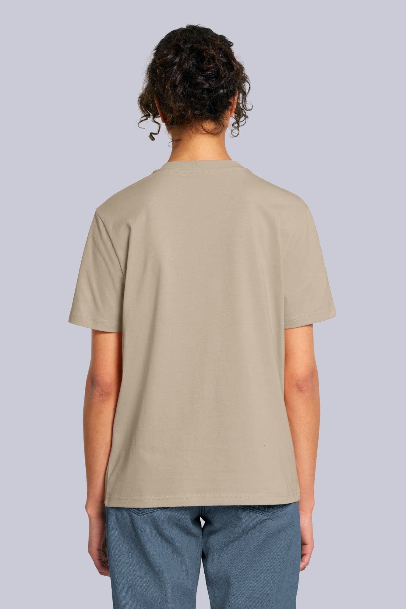 T-shirt classica in cotone organico Beige e sabbia Back di Farway Milano