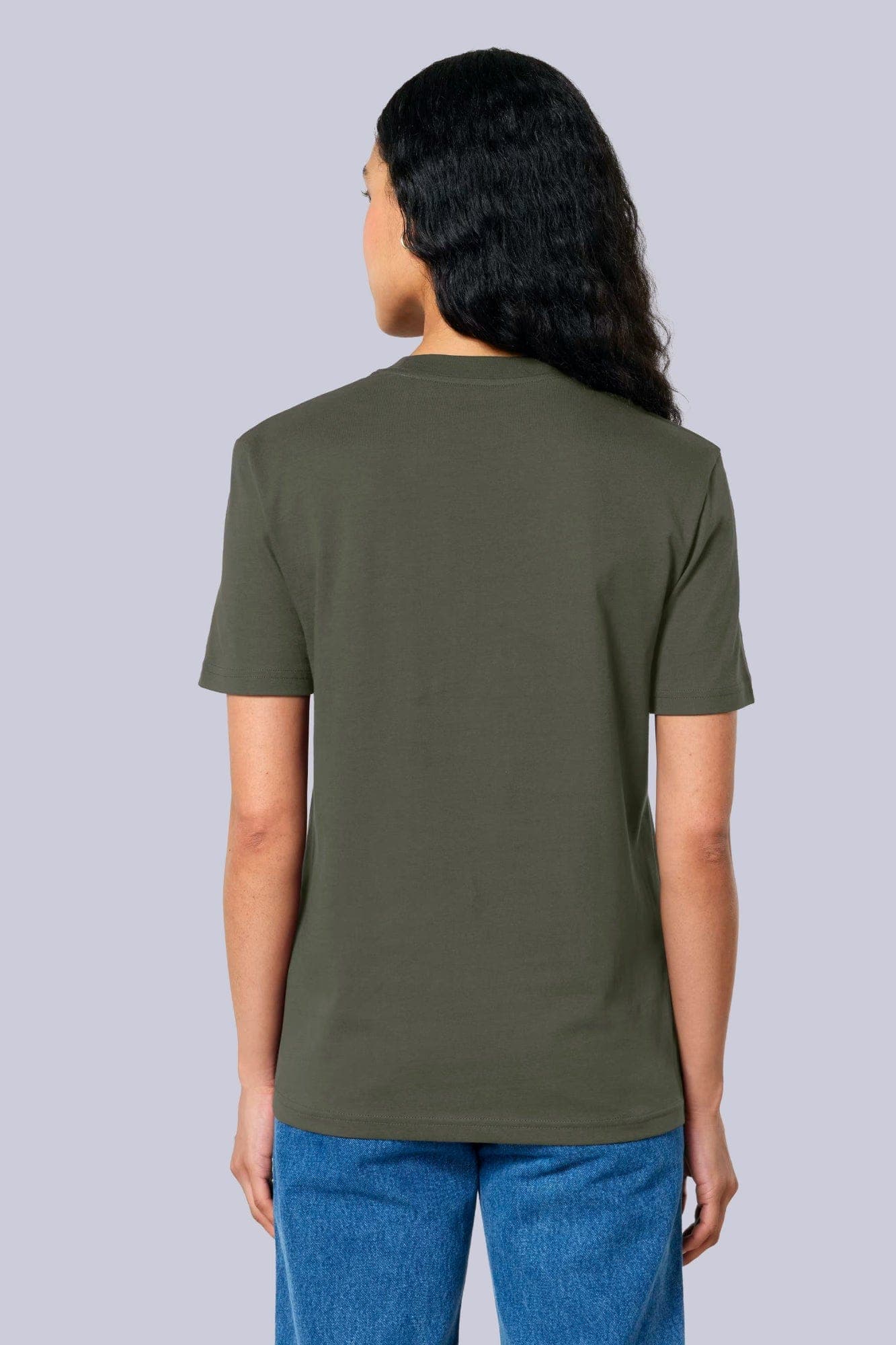 T-shirt classica in cotone organico Verde khaki e militare Back di Farway Milano