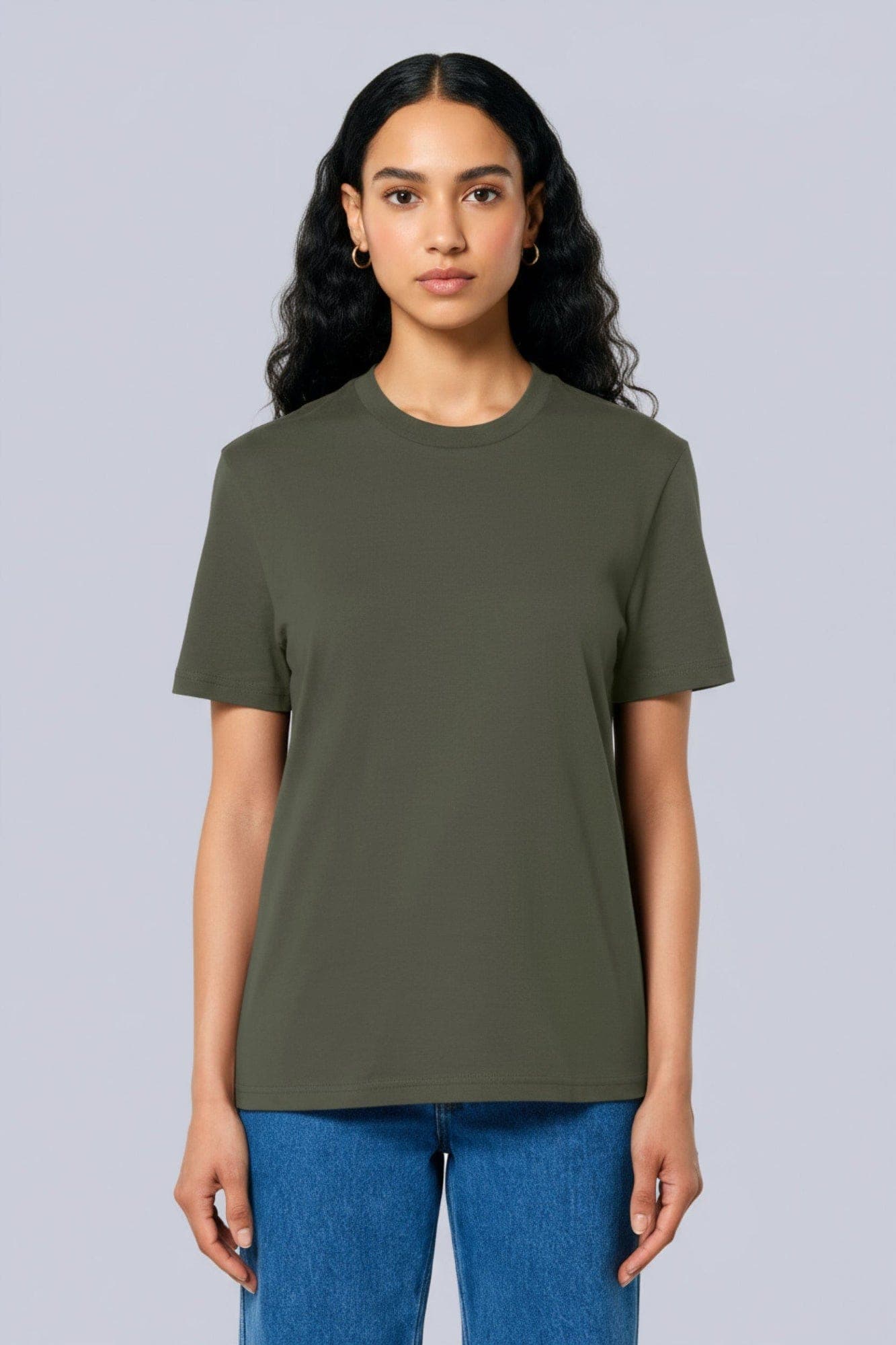 T-shirt Adulto Classica in Cotone Organico Verde khaki e militare Front di Farway Milano