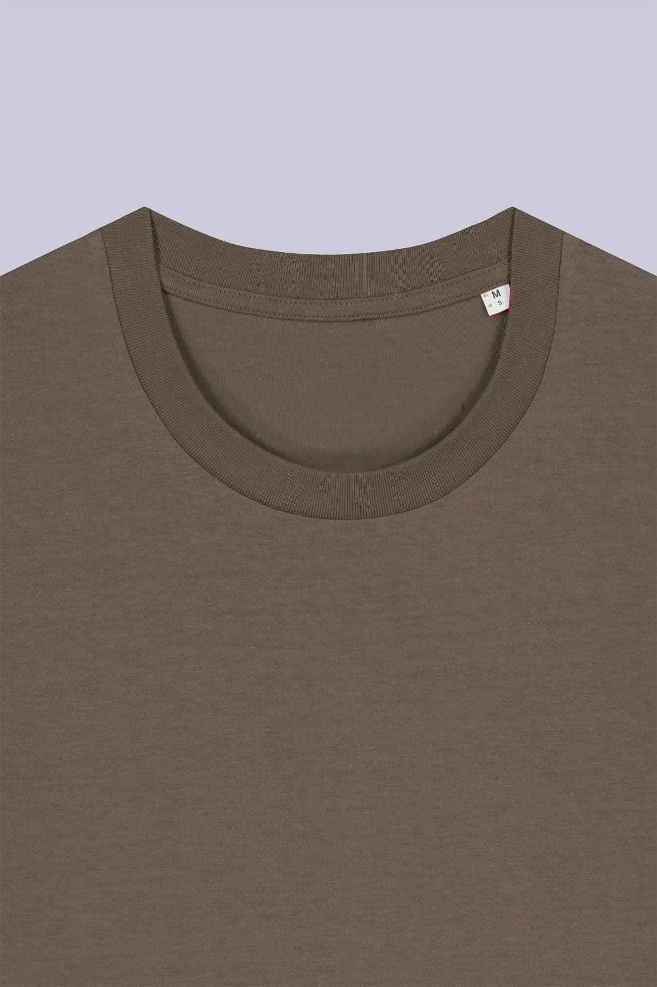T-shirt classica in cotone organico Marrone e mocha still life dettaglio di Farway Milano