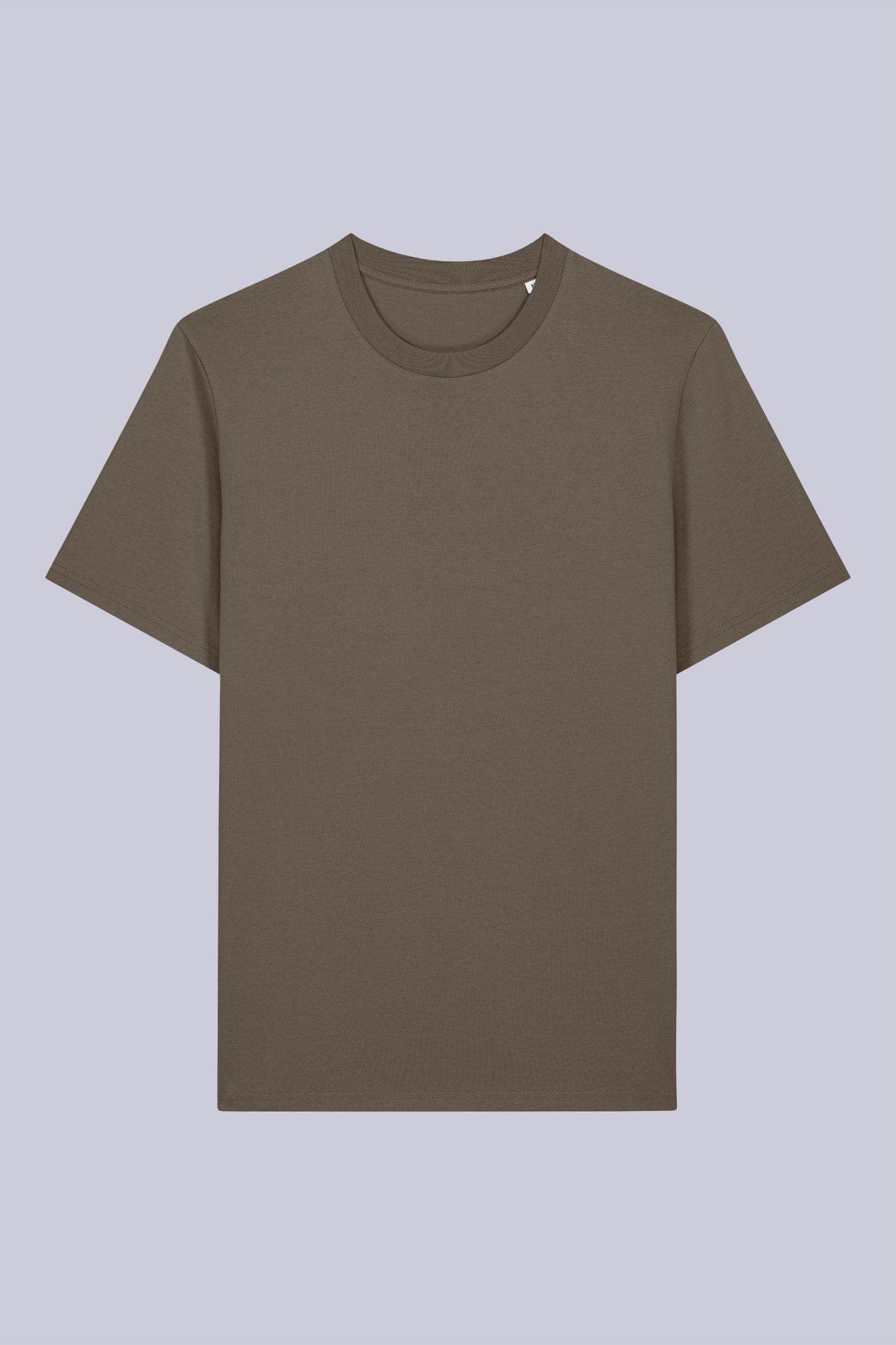 T-shirt classica in cotone organico Marrone e mocha still life front di Farway Milano