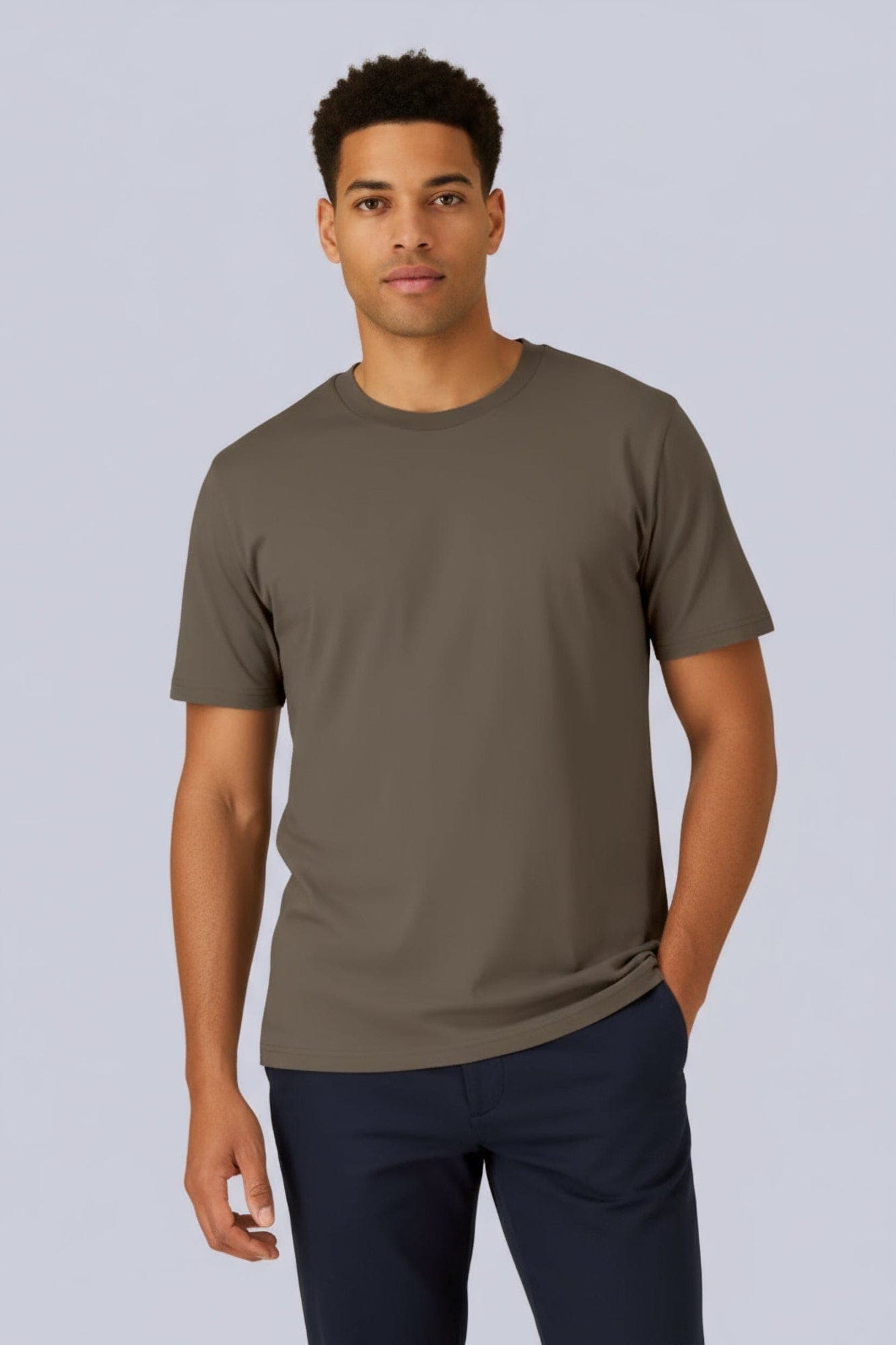 T-shirt Adulto Classica in Cotone Organico Marrone e mocha Front di Farway Milano