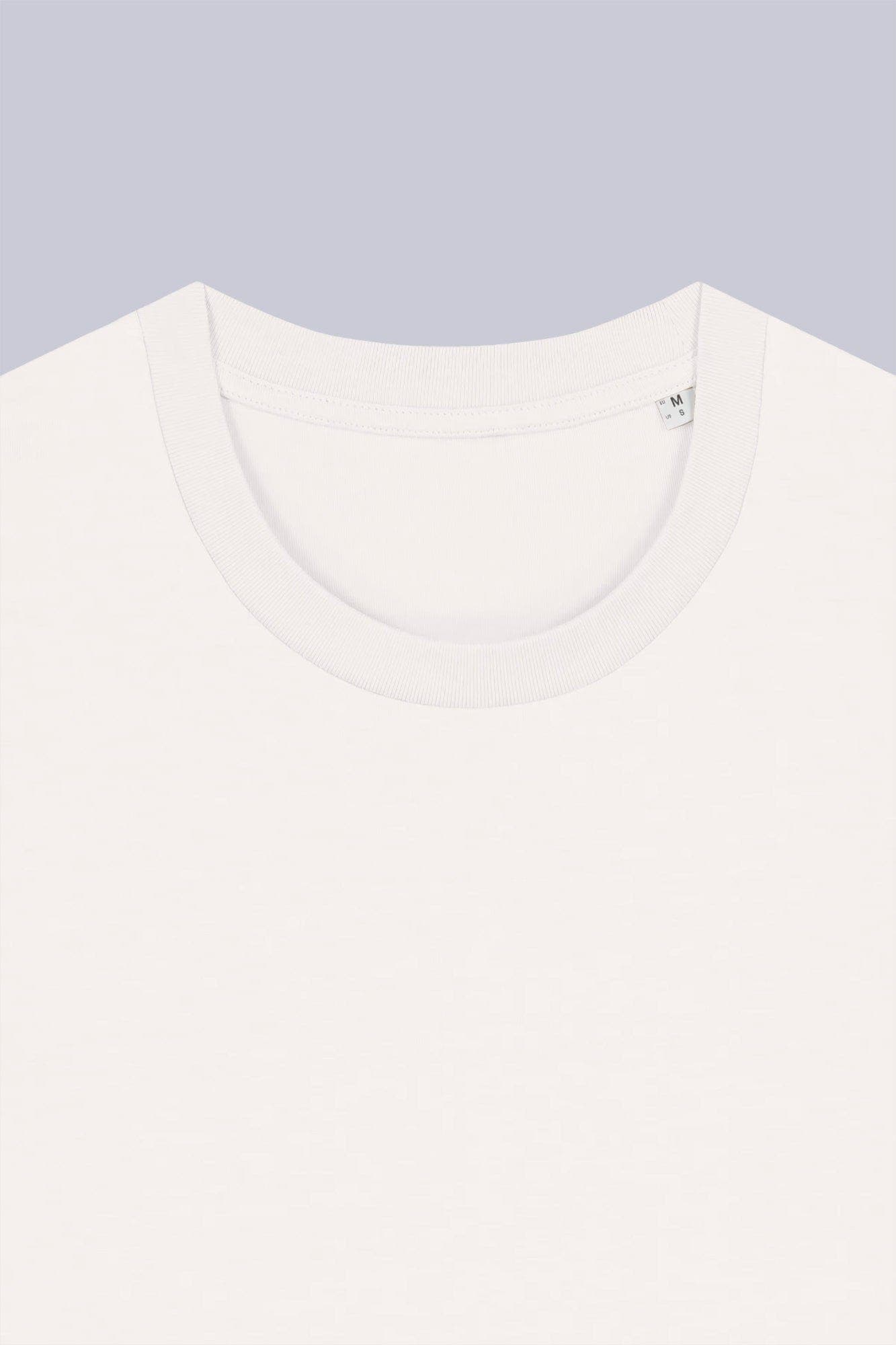 T-shirt classica in cotone organico Off-white e cloud still life dettaglio di Farway Milano