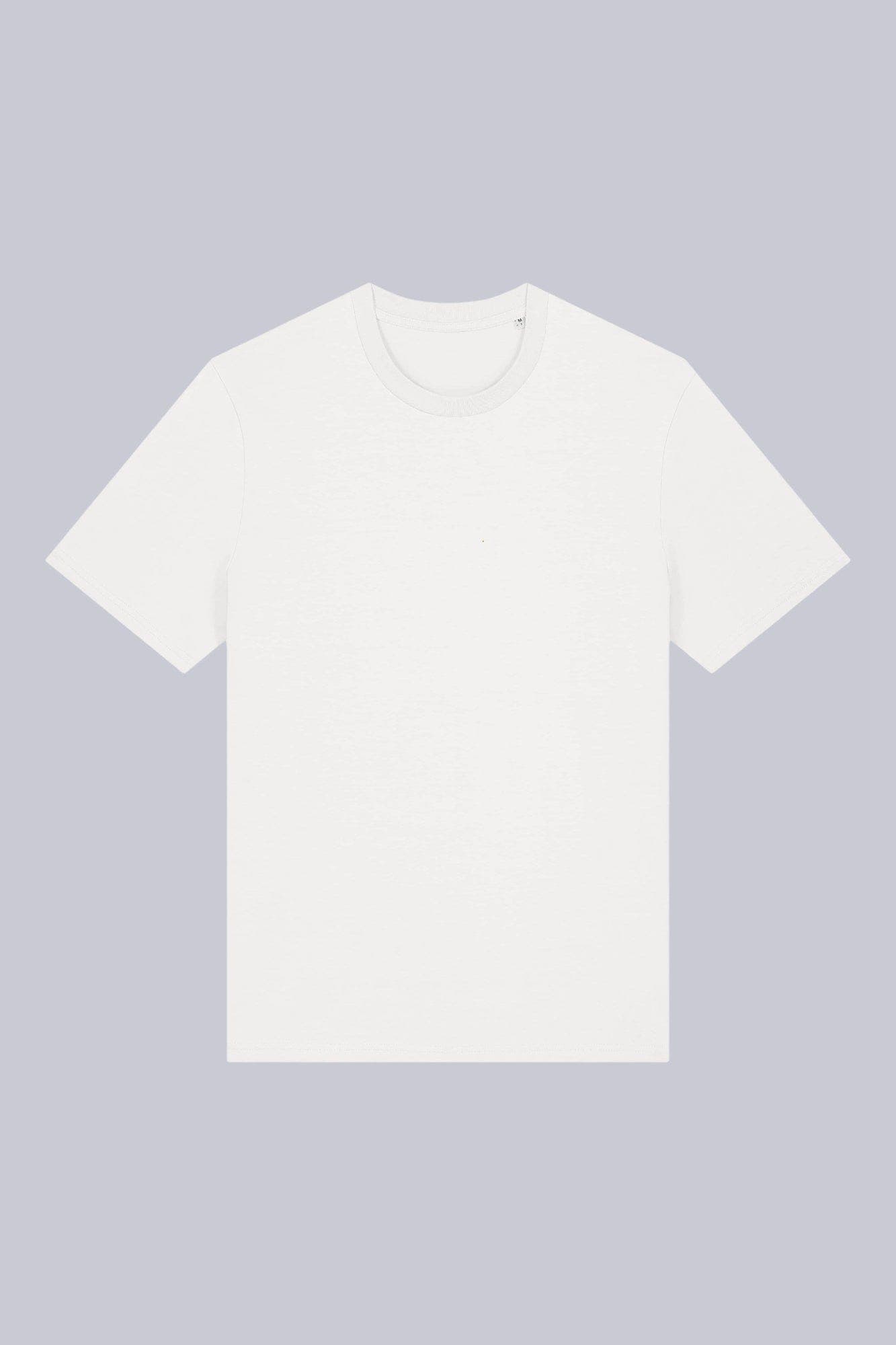 T-shirt classica in cotone organico Off-white e cloud still life front di Farway Milano