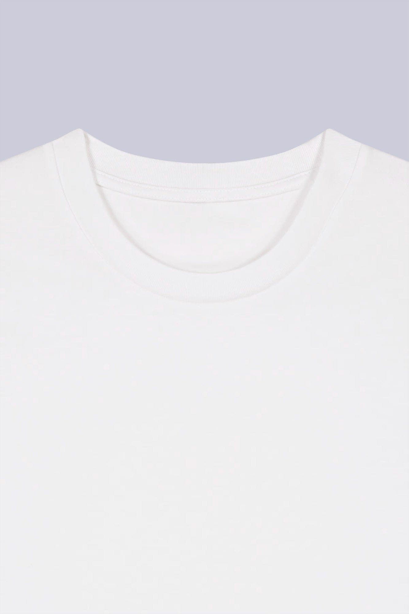 T-shirt classica in cotone organico Bianco puro still life dettaglio di Farway Milano