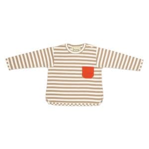 T-shirt a righe con taschino Marrone e mocha still life front di Farway Milano