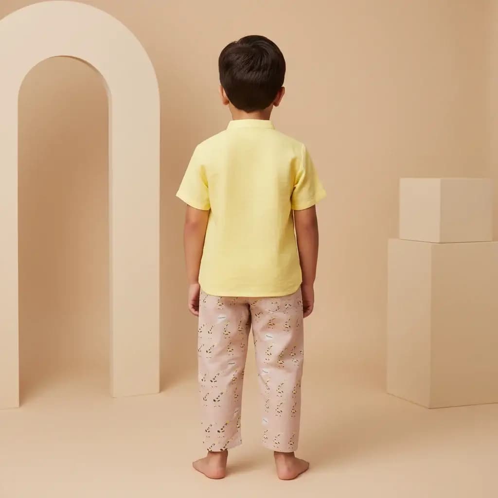 Pantalone Cropped in Popeline Giraffe Fantasie: animali Back