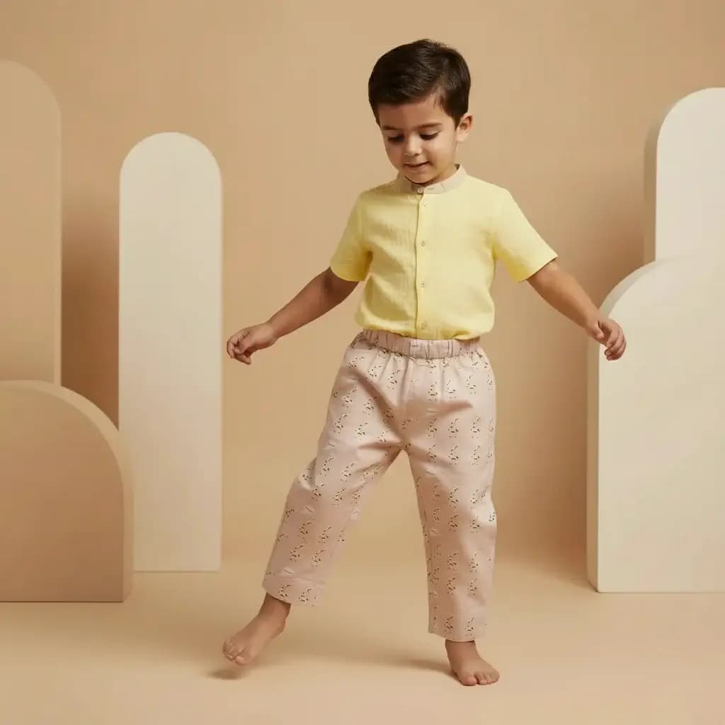 Pantalone Cropped in Popeline Giraffe Fantasie: animali In Action