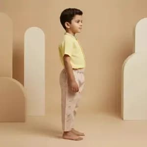Pantalone Cropped in Popeline Giraffe Fantasie: animali Side