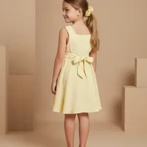 Abito Charlotte smanicato in mussola Giallo e ocra Back