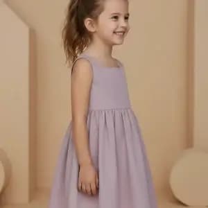Abito Charlotte smanicato in popeline Rosa cipria e nude Side