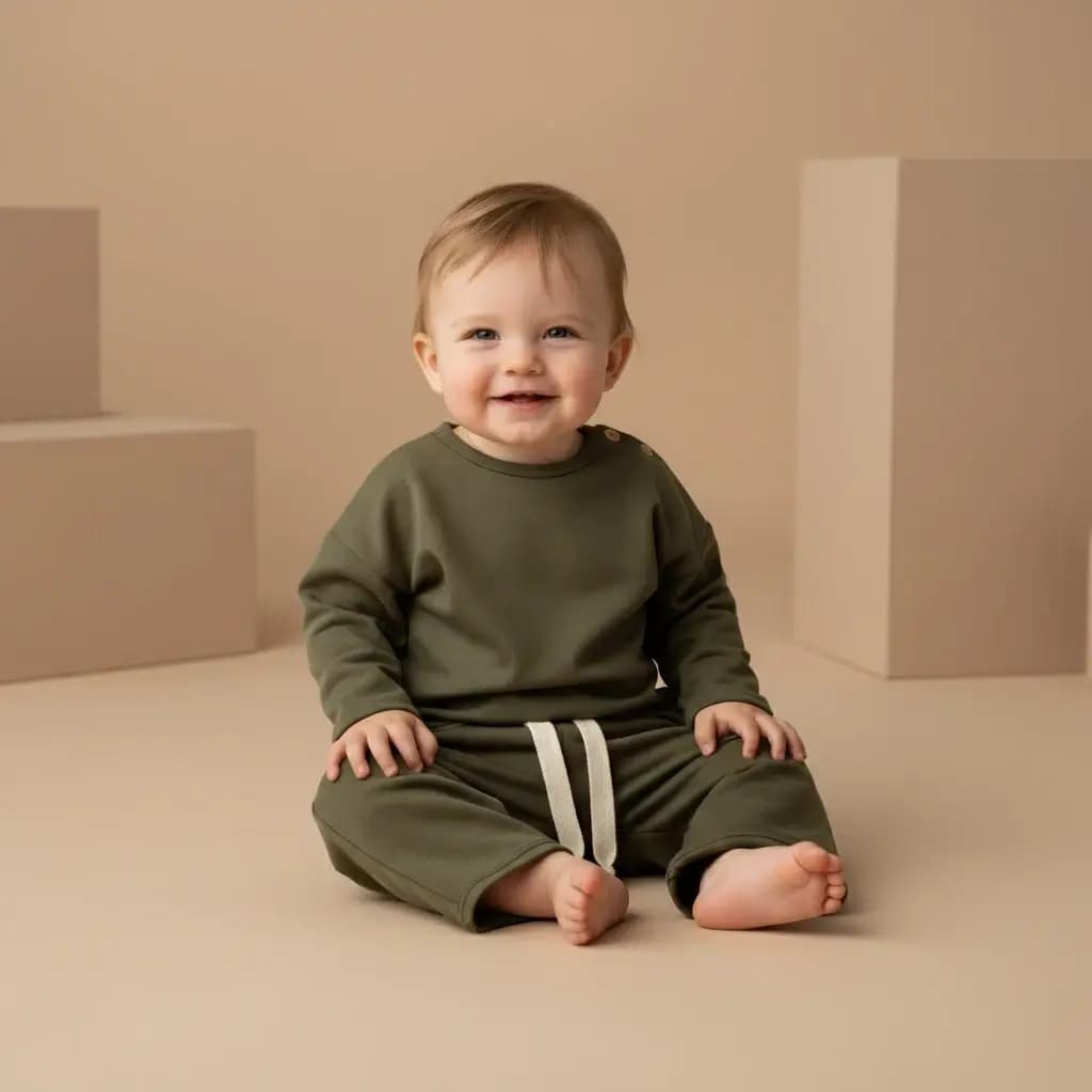 Pantalone in felpa Verde khaki e militare Front