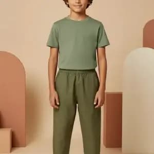 T-shirt Bimbi Unisex Verde salvia e aloe Front